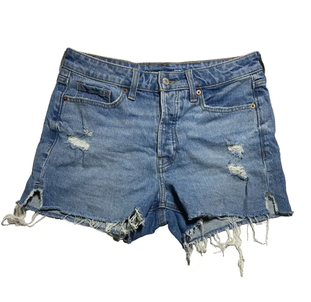 Old Navy Women’s OG Straight High-Rise Denim Cut Off Jean Shorts Size 6 med wash