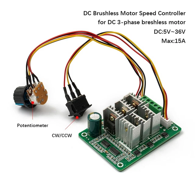 Regolatore velocità motore brushless multifunzione 3 fasi per DC 5V 36V 15A