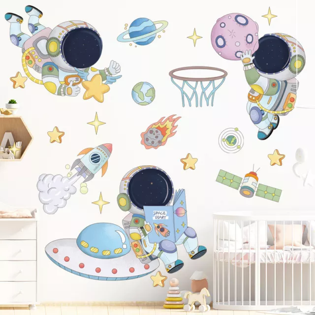 Space Astronaut Wall Stickers Children's Room Kindergarten Universe Wall WallpEL