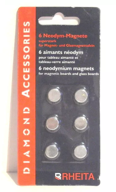 6er Pack Neodym Magnete N42 für Glas-Magnettafel hohe Haftkraft, Ø 10 mm x 5 mm