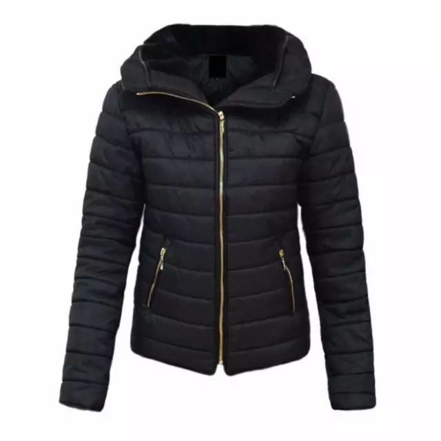 Girls High Collar Hooded Puffer Warm  Cosy Quilted Padded outdoor Jacket Coat