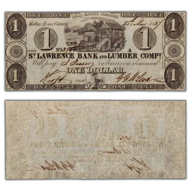 $1 1837 St. Lawrence Bank and Lumber Company Note #665-10-12