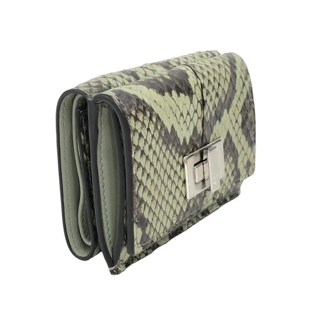 FENDI FENDI PEEKABOO Compact Wallet 8M0426 Green Python Tri Fold Wallet ...