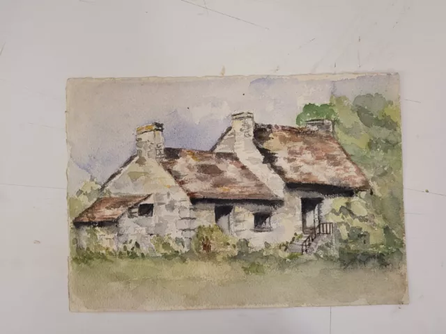 Aquarelle, maison campagnarde , 19x28, en bon état