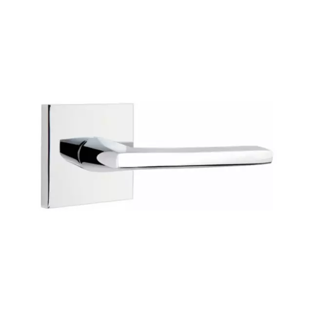 Dummy door lever chrome emtek helios right handed square rosette two sided