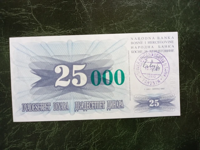 BOSNIA AND HERZEGOVINA   25000 Dinara  Banknote 1993, Travnik - War money