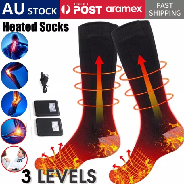 Winter Electric Heated Socks Boot Feet Warmer USB Rechargable Battery Warm Sock