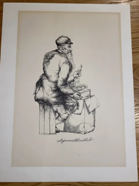 SEYMOUR ROSENTHAL • ARTIST SIGNED LITHOGRAPH • Candle Salesman Pencil SIgned