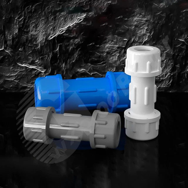 3 Colors PVC Lengthened Union Straight Connectors Φ20mm~Φ160mm Female Connect