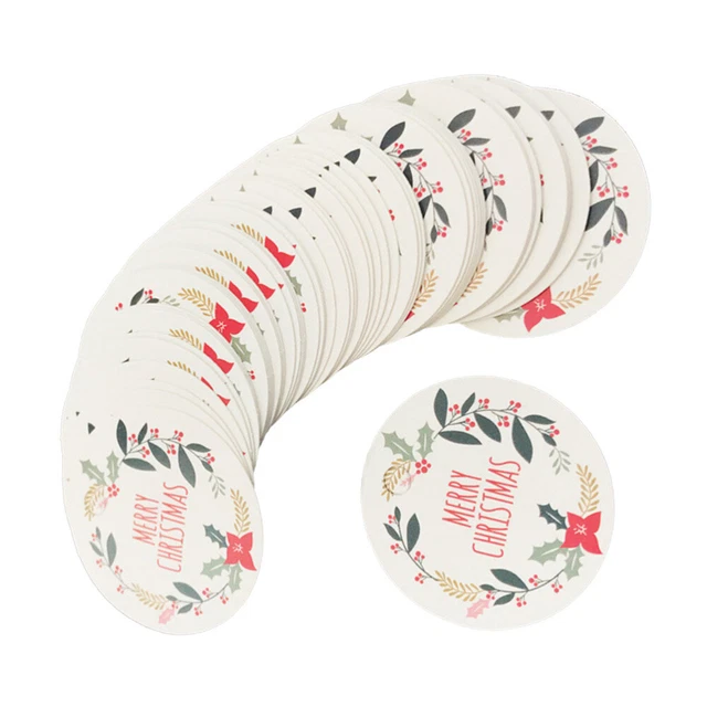 50 pz etichette di carta fai da te decorative rotonde regalo di Natale