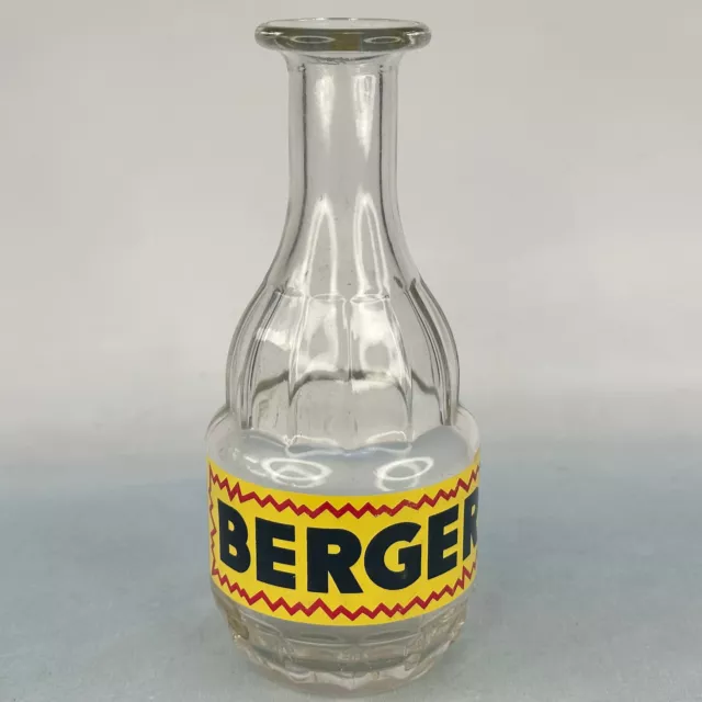 Vintage French Clear Glass Berger Carafe Bottle, Collectable Home Bar Breweriana