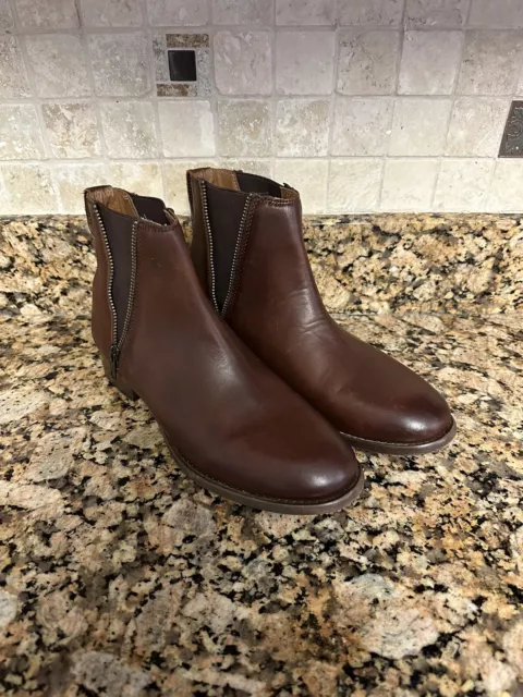 New  Without Box Womens Frye Carly Double Zip Chelsea Brown Ankle Boots MSRP$298