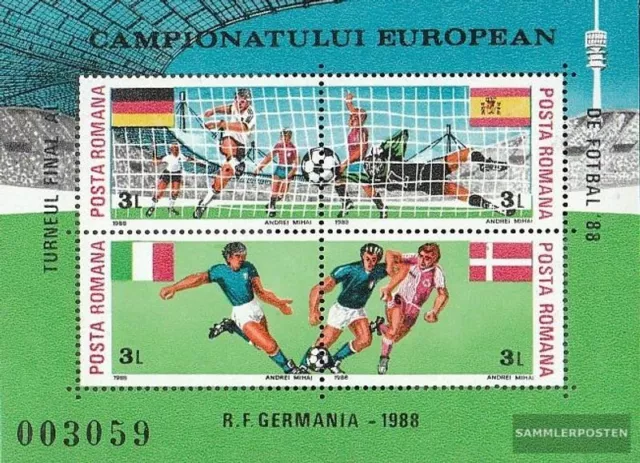 Rumania Bloque 241 (completa edición) nuevo con goma original 1988 Fútbol copa d