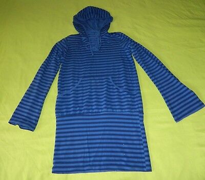 Girls Youth Unbranded Striped Blue Hooded Long Sleeve Dress Size 7/8