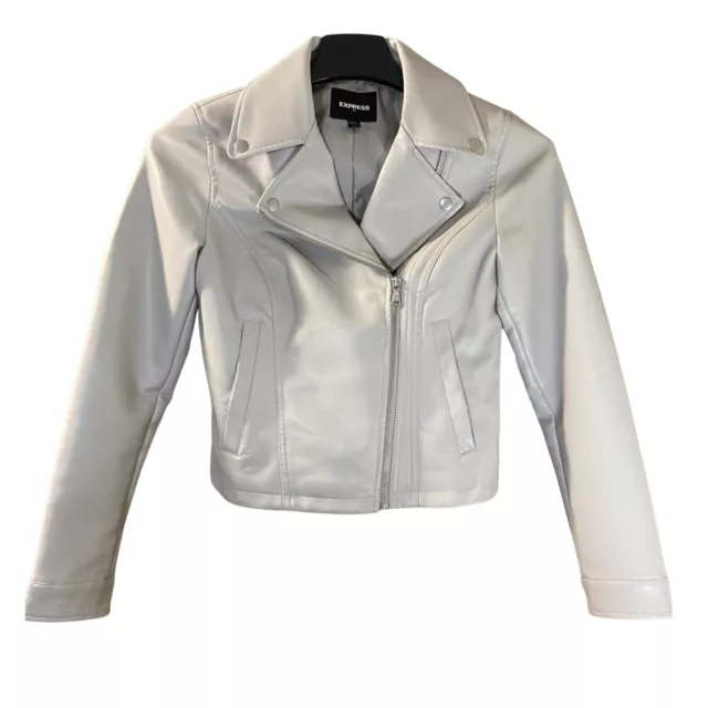 Womens Vegan Express Moto Jacket Off White Size XS