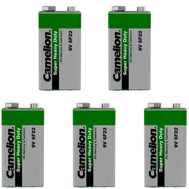 5x Camelion Super Heavy Duty Batterie 9V E-Block 9 Volt 6F22 Rauchmelder