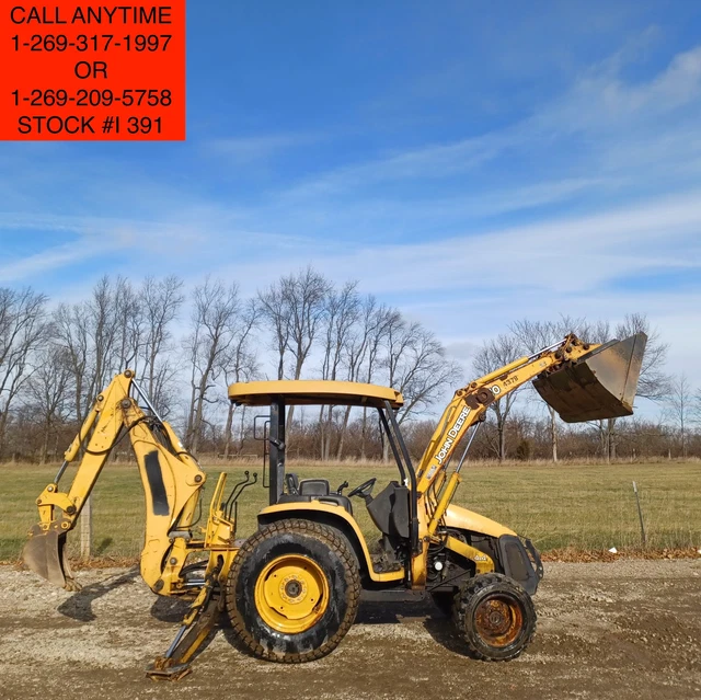 08 John Deere 110 4x4  Tractor Loader Backhoe PTO ROPS Hydrostatic Diesel Bucket