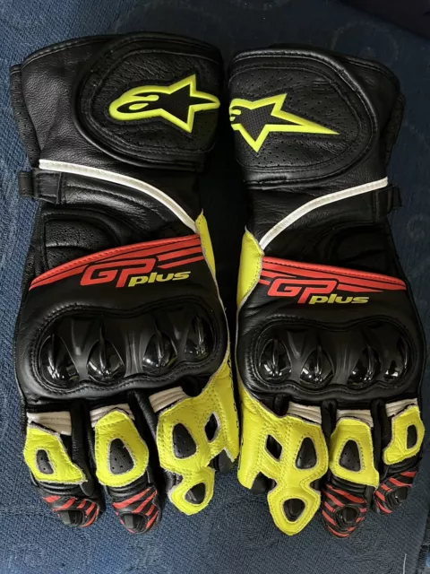 Alpinestars GP Plus R v2 Leather Motorcycle Motorbike Gloves Yellow & Red Fluo