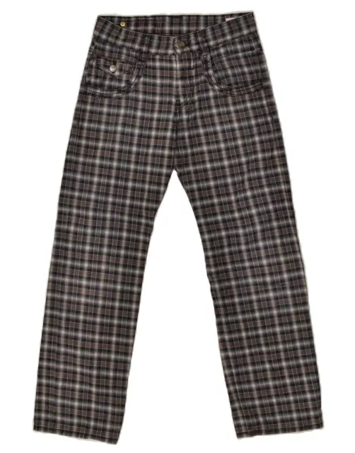 GAS Boys Straight Casual Trousers 8-9 Years W24 L25  Navy Blue Check TQ04