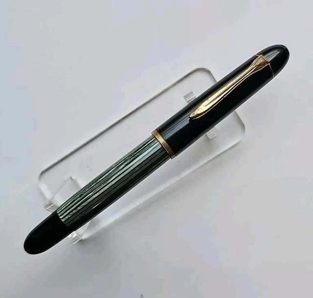 Stylo Plume PELIKAN M800 - Résine Rayée Rouge & Noire - Plume En Or Massif 18 Carats - Occasion De Collection