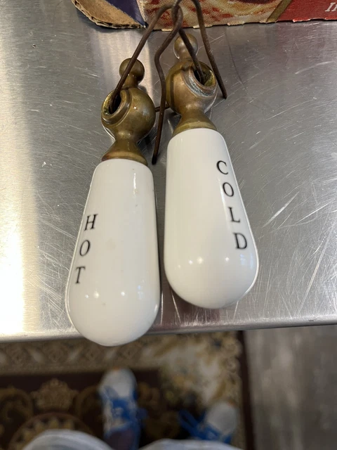 Vintage Cold Hot Water Sink Faucet Handle Porcelain shower knobs