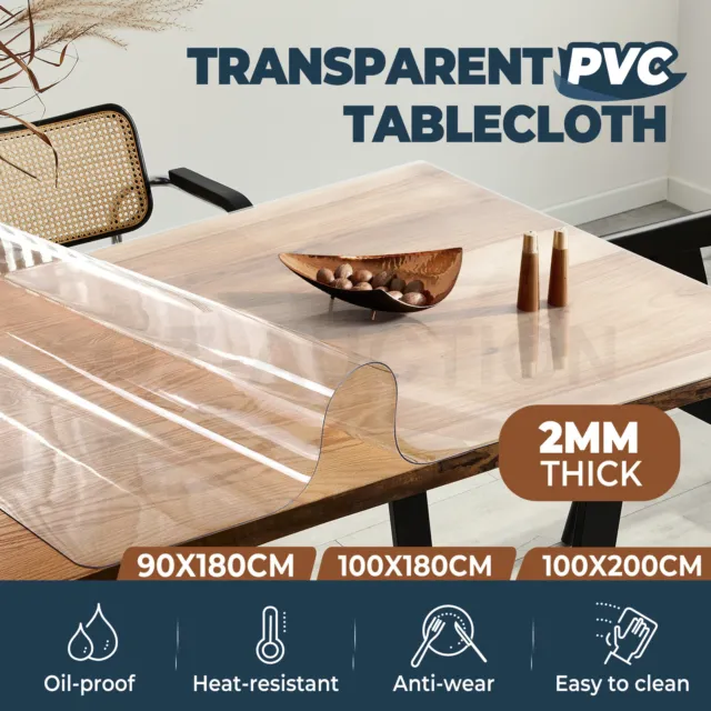 PVC Tablecloth Clear Plastic Dining Desk Table Cloth Cover Protector Mat 2MM