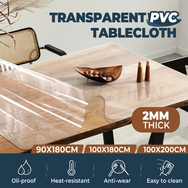 PVC TABLECLOTH CLEAR Plastic Dining Desk Table Cloth Cover Protector Mat 2MM EUR 37,03 PicClick FR