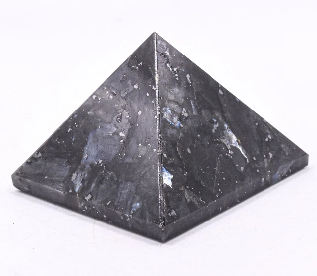 52MM RAINBOW FLASH Larvikite Pyramide Poli Pierre Gemme Monzonite