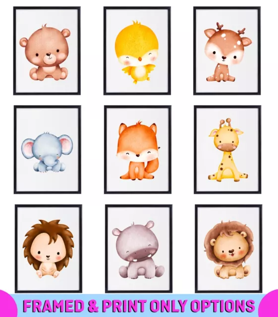 Safari Animales de la Selva Juego de Impresiones de Bebé Niños Habitación Fotos Pared Arte Decoración 2