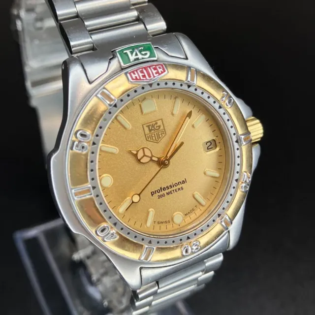 Tag Heuer Professional Watch Quartz 34mm Men's Gold Dial Swiss Made Round 4000