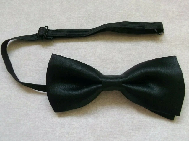 Vintage Bow Tie MENS Retro Dickie Bowtie Adjustable Solid BLACK 1980s 1990s