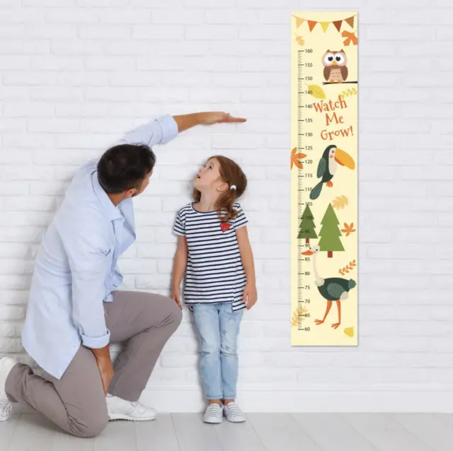 Personalised Fall Cute Birds Owls Measuring Height Growth Rule Chart
