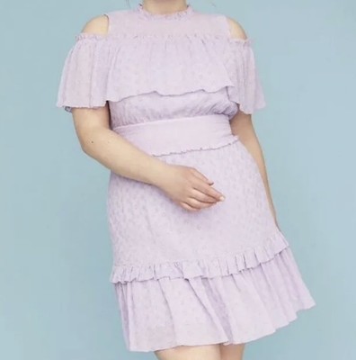 Lane Bryant Lilac PurpleEyelet Lace Fit & Flare Cold Shoulder Dress Size 20 2X