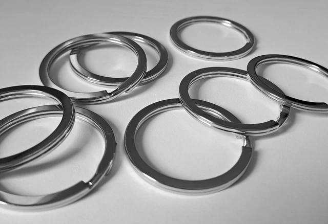 50 Anneaux Porte-Clés Plats 30 Mm - Métal Résistant - Pour Clés Maison, Voiture, Bureau - Organisation Et DIY