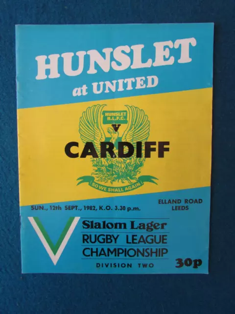 Hunslet v Cardiff Rugby League Programme 12/9/82