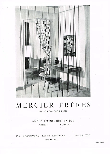 PUBLICITE  1959   MERCIER FRERES   maison fondée en 1828 ameublement décoration