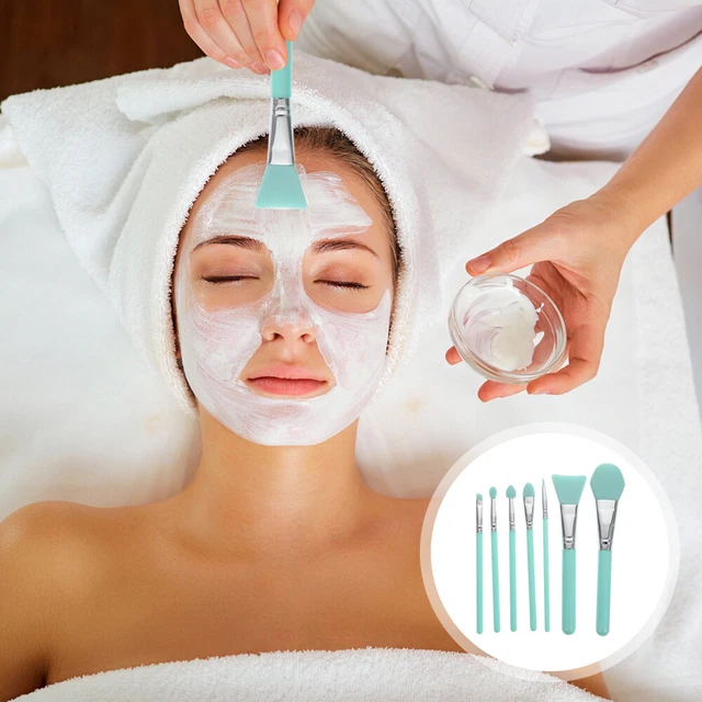 7 pz Spazzolino Maschera Silicone Applicatore Crema Viso Spazzolini Ombretto Donna Verde