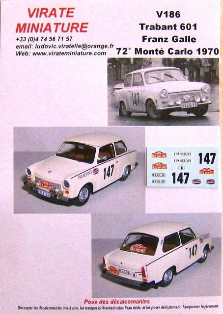 V083 DATSUN 240Z RALLYE MONTE CARLO 1972 TONY FALL DECALS VIRATE MINIATURE 1/43 | Achetez sur