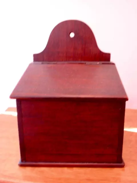 Antique Primative 19Th Century Old Wooden English Candle Box/Salt Box