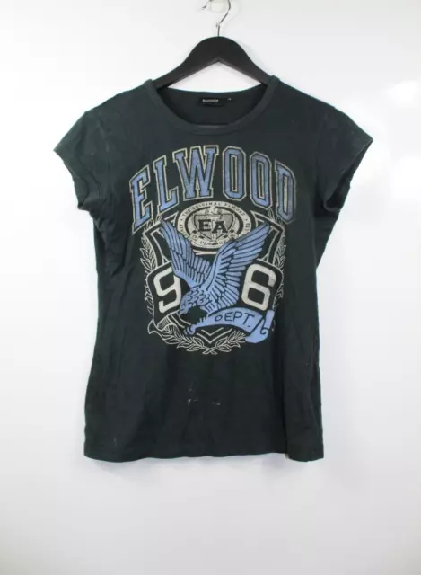 Elwood Womens; Black Short Sleeve Double Sided Logo Casual T-Shirt Size XS