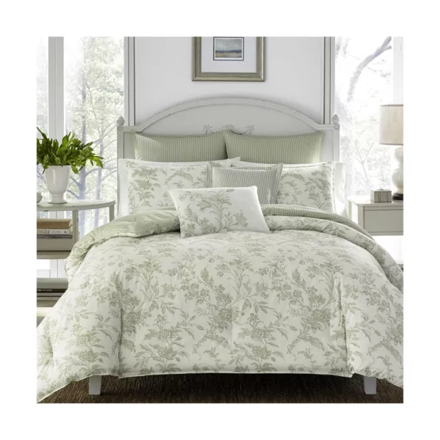 Laura Ashley Home - King Size Comforter Set, Reversible Cotton Bedding, Inclu...