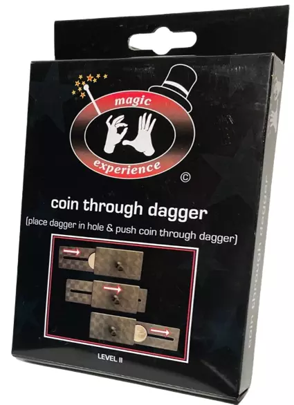COIN THROUGH DAGGER Close Up Magic Trick Super Spike Sword Frame Slides Puzzle