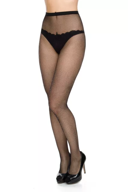 Sexy Damen Fischernetz Kristall Strass Netz Strümpfe Strumpfhose SE8505 2