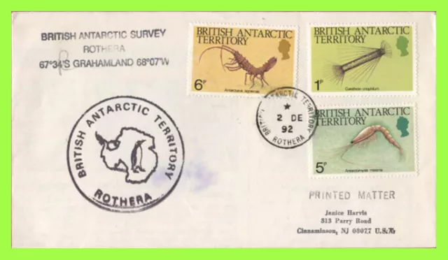 British Antarctic Territory 1992 Marine Life stamps on Rothera B.A.S. Cover