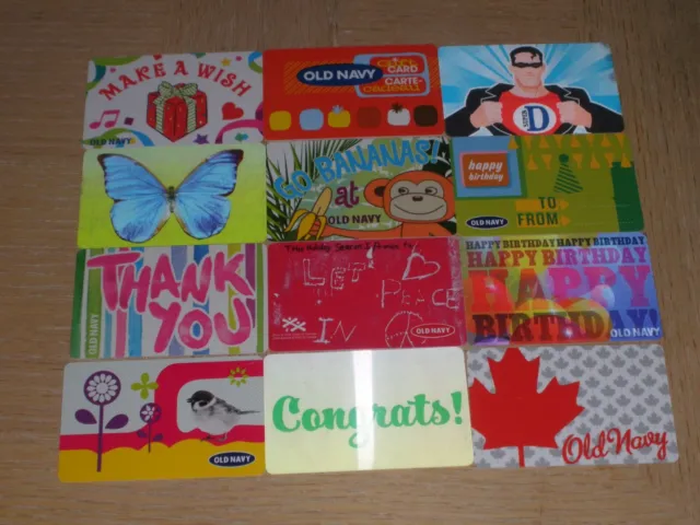 Canada Old Navy    12 different new and used collectible gift cards