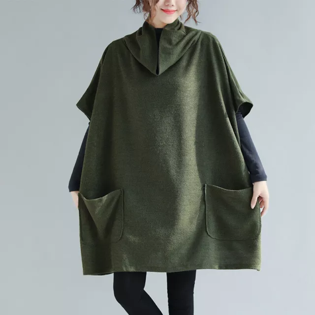 Womens Korean Fashion Loose Oversize Batwing Sleeves Turtleneck Knitted Shirt