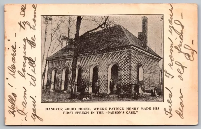 Hanover Court House Patrick Henry Parsons Case Black White Historic VNG Postcard