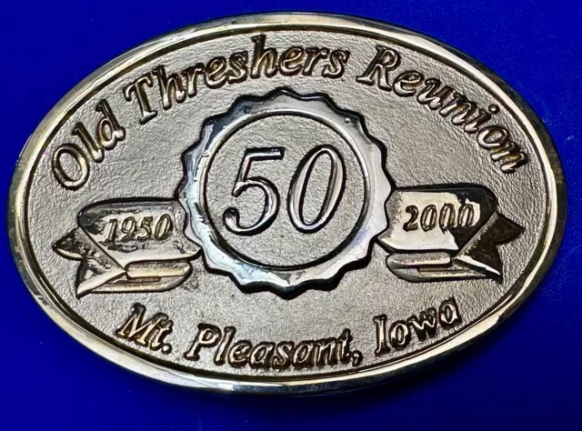 Old Threshers 50th Reunion Mt Pleasant Iowa, 2000 gold tone belt buckle