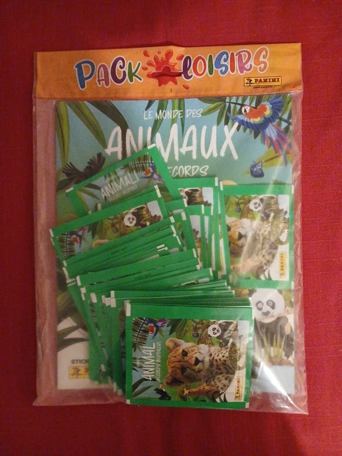 Panini Le Monde des Animaux - Les Records Album + 4 Pochettes (Lot de 2
