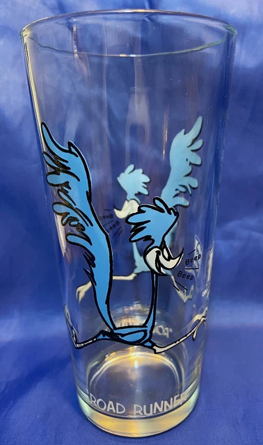 Road Runner Looney Tunes 16oz Pepsi Glass 1973 Brockway White Lettering